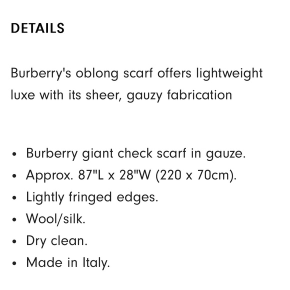 AUTHENTIC BURBERRY Burberry giant check scarf in gauze. 
Wool/silk. - Picture 5 of 5